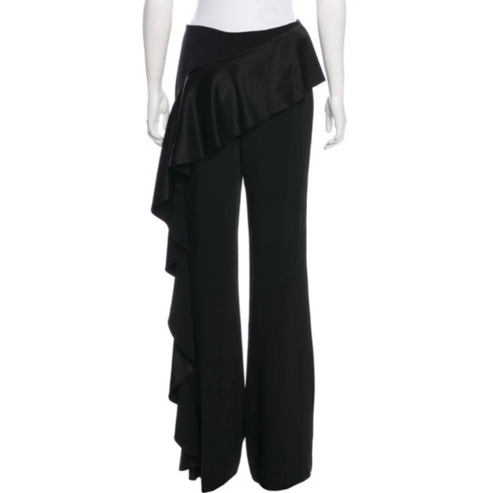 Cinq a Sept Women's Black Solid Side Ruffle Dress Trousers size 4
